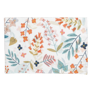 Botanical Harmony   Floral vintage Plants Colourfu Pillowcase