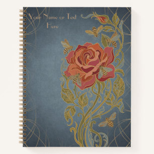 Botanical Harmony: The Rose & Honeybee Art Nouveau Notebook
