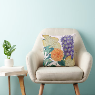 Botanical Harmony Vibrant Floral Throw Pillow
