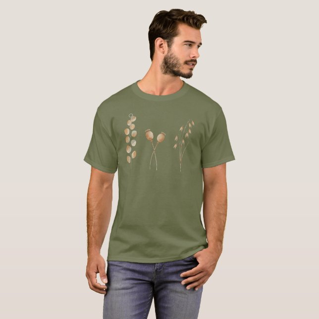 Botanical Harvest Trio – Minimalist Watercolour  T-Shirt (Front Full)