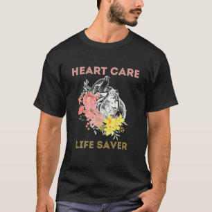 Botanical Heart And Flowers Heart Care Life Saver T-Shirt