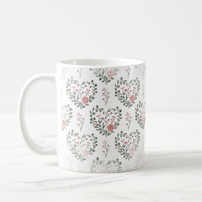 Botanical heart valentine coffee mug (Left)