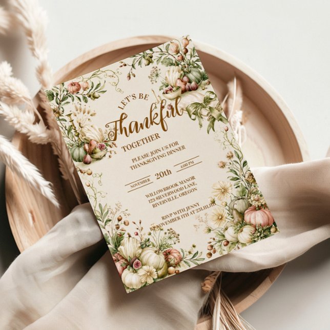 Botanical Heirloom Pumpkin Thanksgiving Invitation (Creator Uploaded)