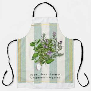 Botanical Herb Garden Medley - Sage Kitchen Art Apron