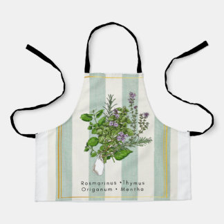 Botanical Herb Garden Medley - Sage Kitchen Art Apron