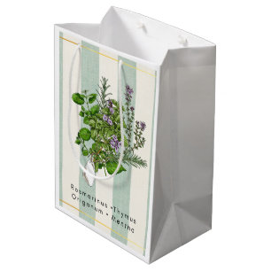 Botanical Herb Garden Medley - Sage Kitchen Art Medium Gift Bag