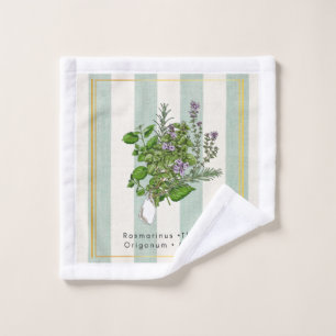 Botanical Herb Garden Medley - Sage Kitchen Art Wash Cloth