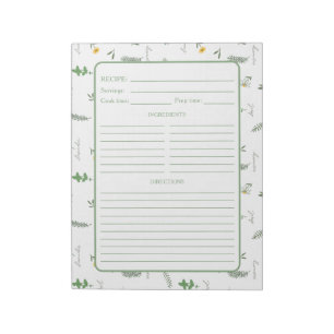 Botanical Herb Recipe Notepad