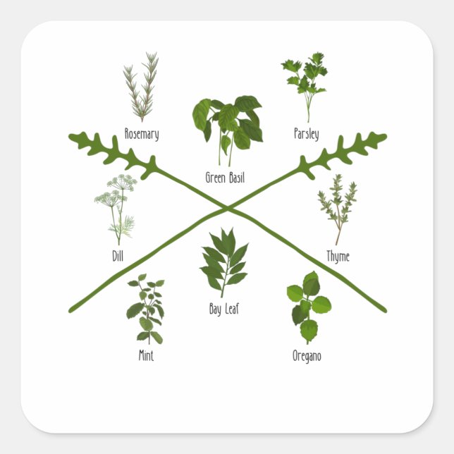 Botanical Herbs Herbalist Gift Garden Birthday Square Sticker (Front)