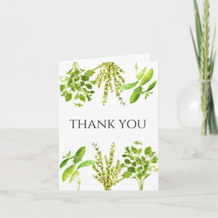 Botanical Herbs Thyme Mint Watercolor Thank you Invitation