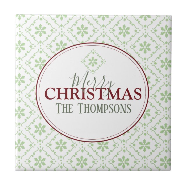 Botanical Holiday Elegant Christmas Custom Name Tile (Front)