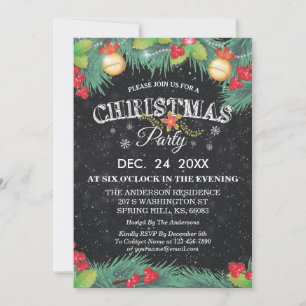 Botanical Holiday Family Reunion Christmas Party Invitation