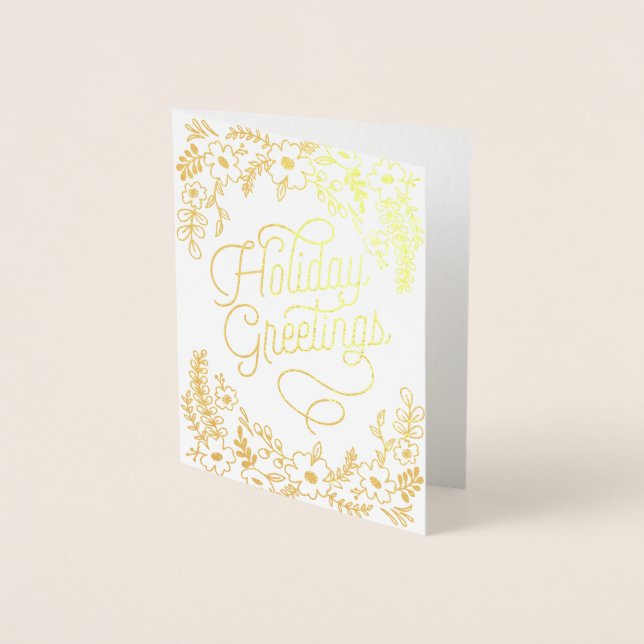 Botanical Holiday Greetings Foil Card (Front)