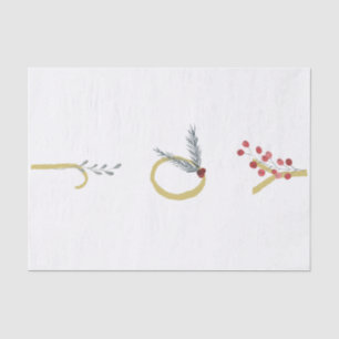 Botanical Holiday Joy Rustic Gold Minimal Party Tissue Paper