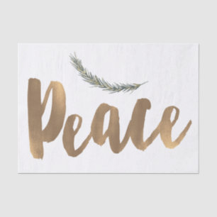 Botanical Holiday Peace Branch Pine Rustic Gold Tissue Paper