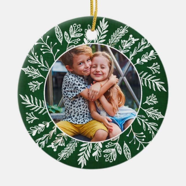 Botanical Holiday Photo Ornament (Front)