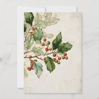 Botanical Holly Leaf Study | Elegant Seasonal Stat Invitation