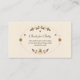 Botanical Honey Bee Baby Shower Books for Baby Enclosure Card
