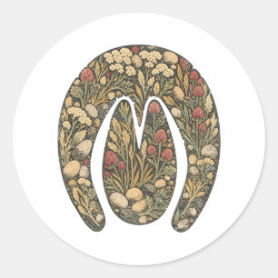 Botanical Horse Hoof Mountain Meadow Nature Sticke Classic Round Sticker