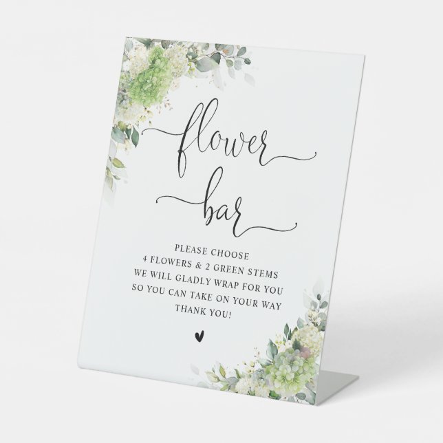 Botanical Hydrangeas Bridal Shower Flower Bar Sign (Front)