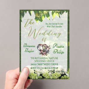 Botanical Hydrangeas In Bloom Wedding Acrylic Invitations