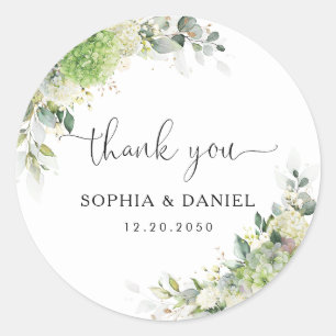 Botanical Hydrangeas Wedding Classic Round Sticker