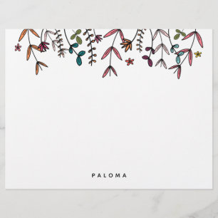 Botanical Illustrated Personalised Floral Custom Letterhead