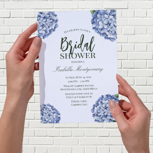 Botanical Illustration Blue Hydrangea Elegance Invitation