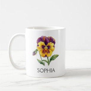 Botanical Illustration Mug - Yellow Pansy