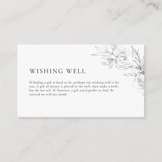 Botanical Illustration Wishing Well Enclosure Card (Front)