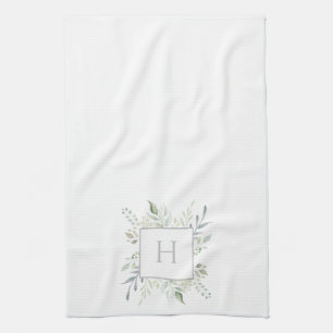 Botanical Initial Monogram Tea Towel