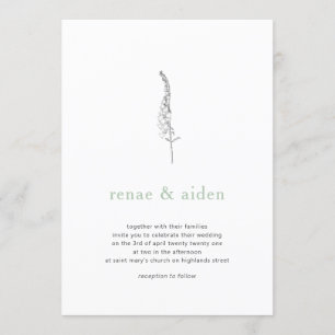 Botanical Invitation, Minimal floral wedding Invitation