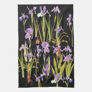 Botanical Iris Flowers Floral Irises Tea Towel