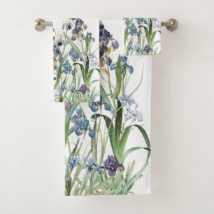 Botanical Iris Flowers Redoute Bath Towel Set