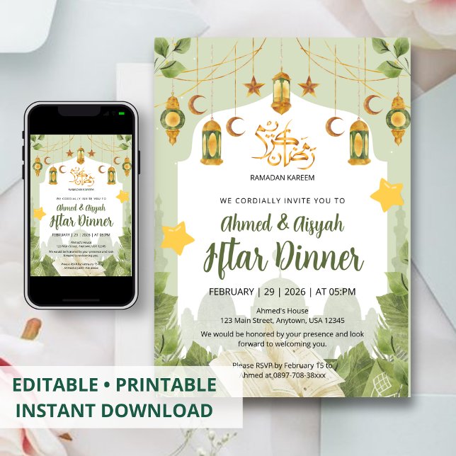 Botanical Islamic Iftar Invitation with Quran (Creator Uploaded)