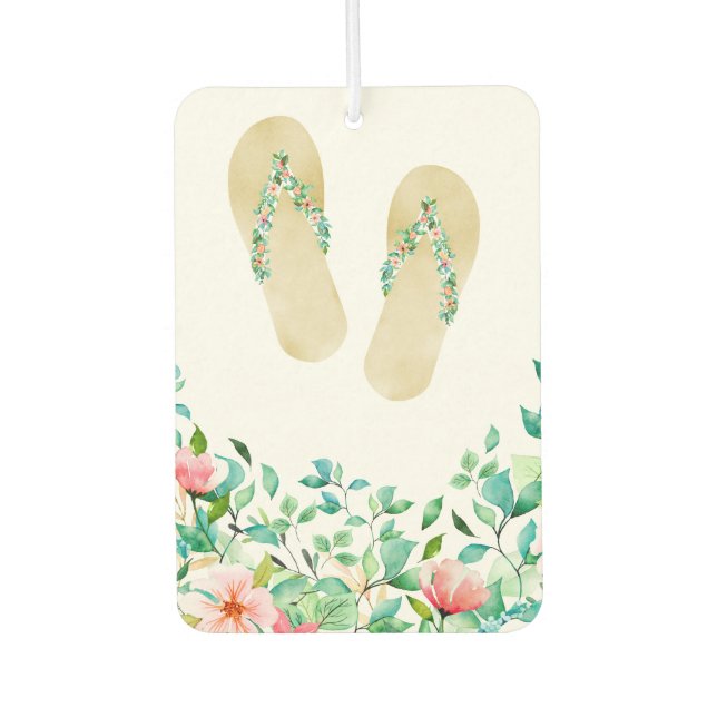 Botanical Island Flip Flops Car Air Freshener (Front)