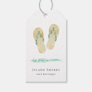 Botanical Island Floral Flip Flops Price Tags