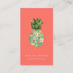 Botanical Island Pineapple Coral Business Card