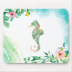 Botanical Island Seahorse Monogram Mouse Mat