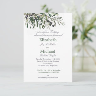  Botanical Italian Green Wedding Rehearsal Dinner  Invitation
