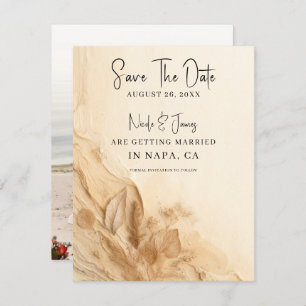 Botanical Ivory Cream Bohemian Textured Save Date Invitation