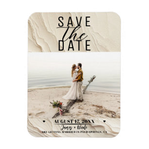 Botanical Ivory Cream Bohemian Textured Save Date Magnet