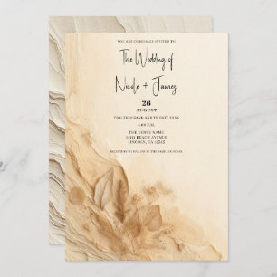 Botanical Ivory Cream Bohemian Textured Wedding Invitation