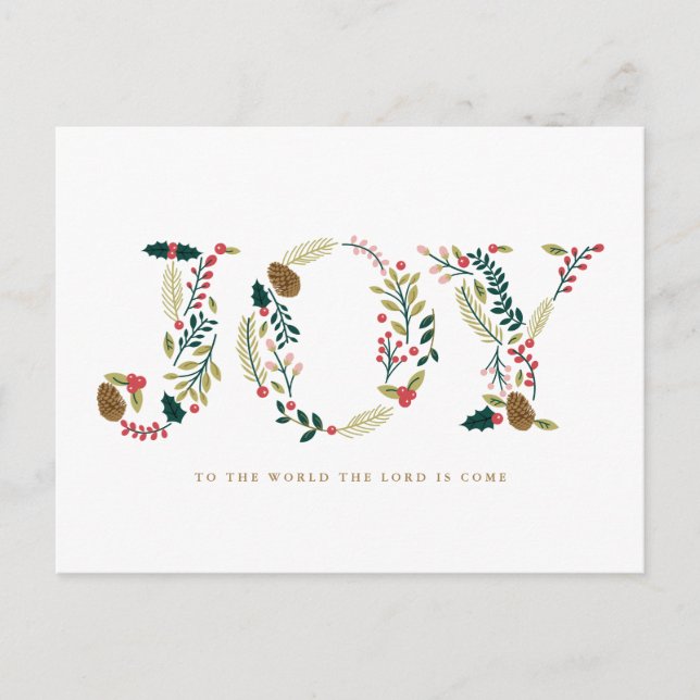 Botanical Joy Christmas Greeting Holiday Postcard (Front)