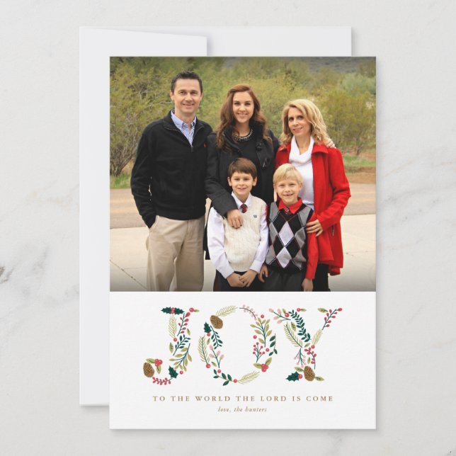 Botanical Joy Christmas Photo Greeting Holiday Card (Front)