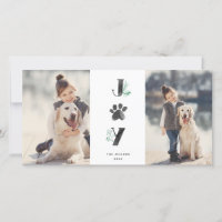 Botanical Joy Paw Print | Pet Holiday 2 Photo Card