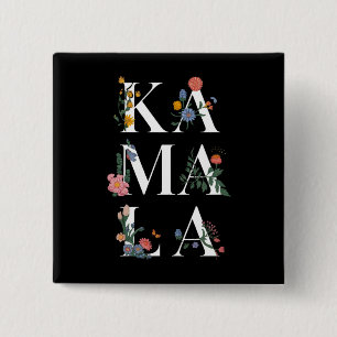 Botanical Kamala Harris Voting 2024 Floral Voter 15 Cm Square Badge