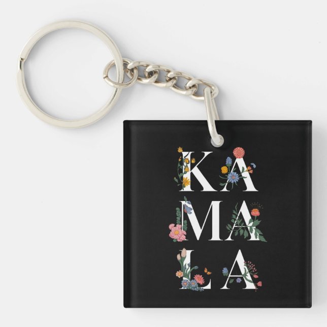 Botanical Kamala Harris Voting 2024 Floral Voter Key Ring (Front)