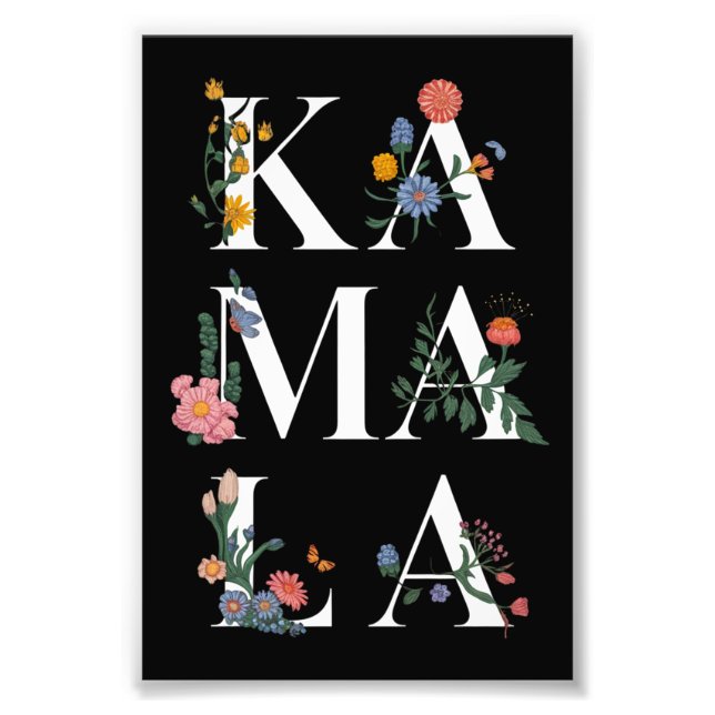 Botanical Kamala Harris Voting 2024 Floral Voter Photo Print (Front)