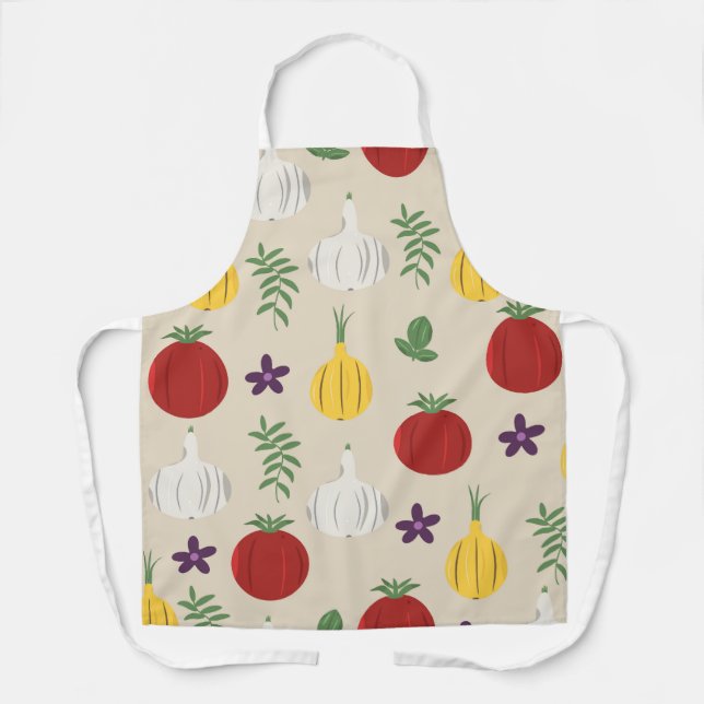 Botanical Kitchen Apron – Garlic, Onion (Front)